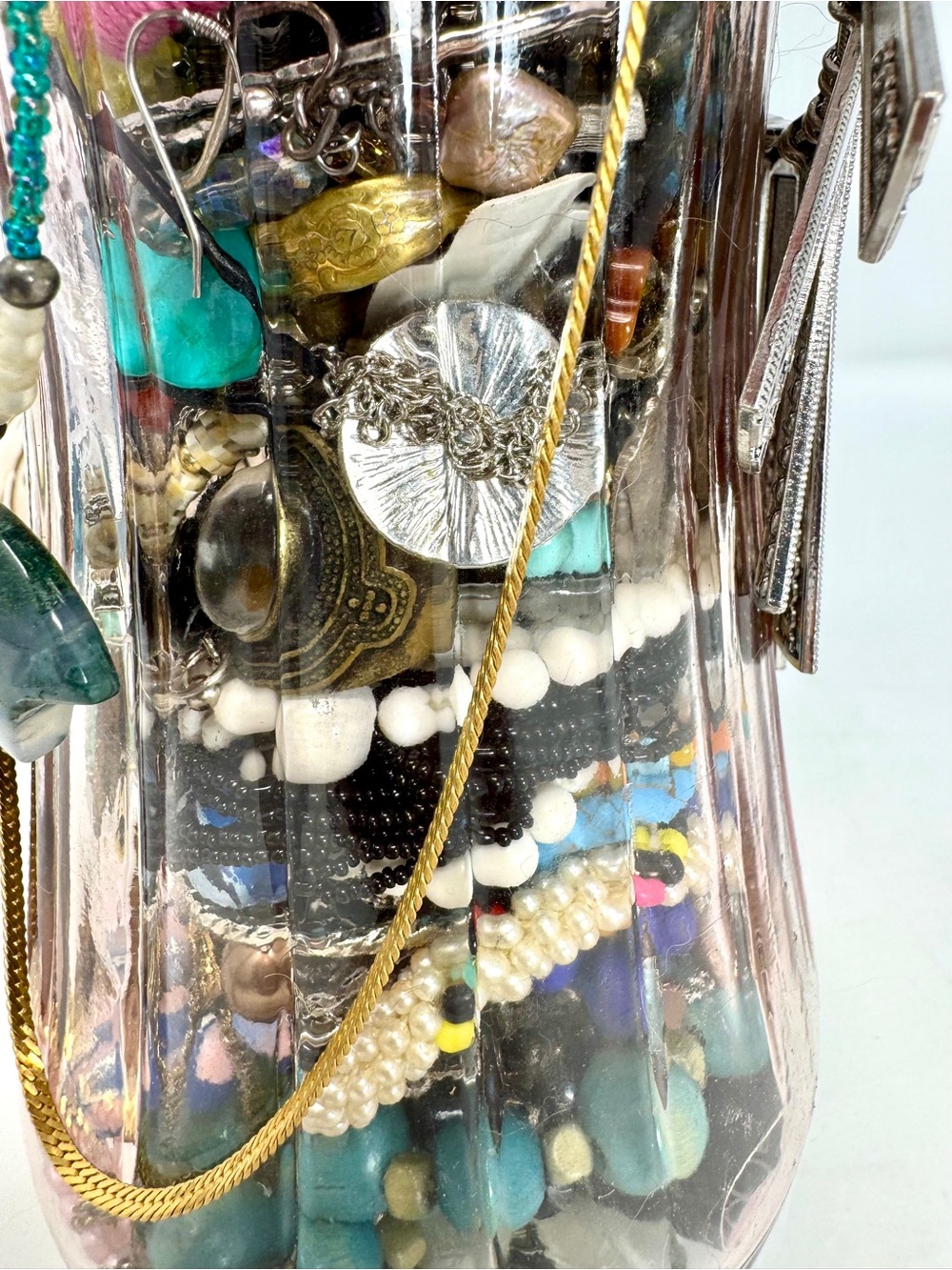 Large Glass Jewelry Jar with Assorted Vintage Jewelry Collection Lot - Picture 6 of 13